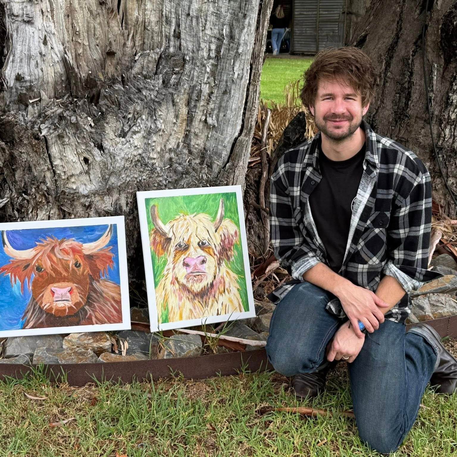 Highland cow paintings with attendee