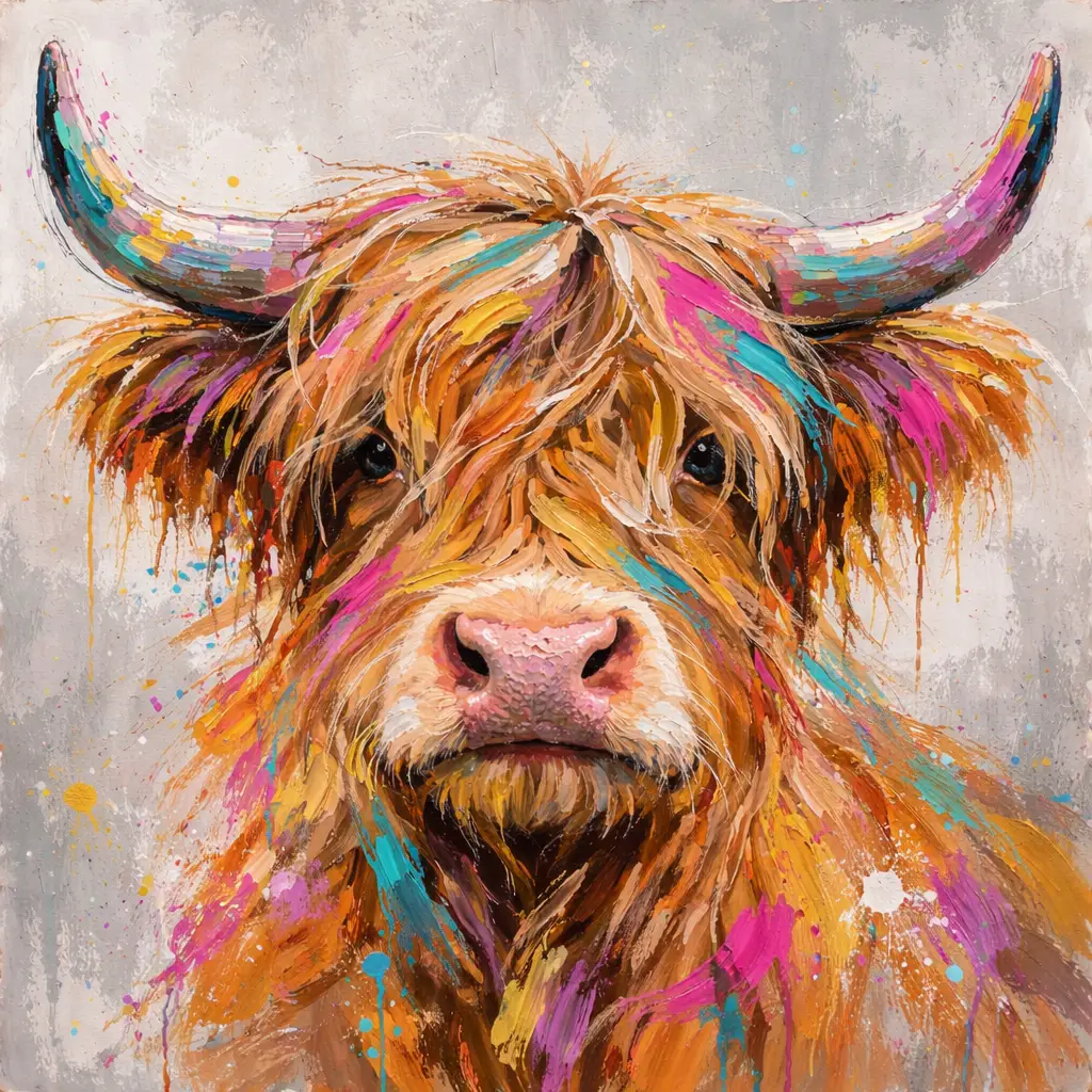 Highland Cow abstract colours