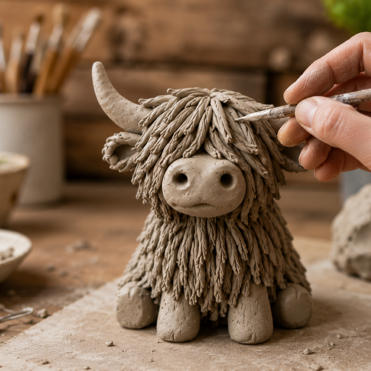 Clay cow sculpting 2