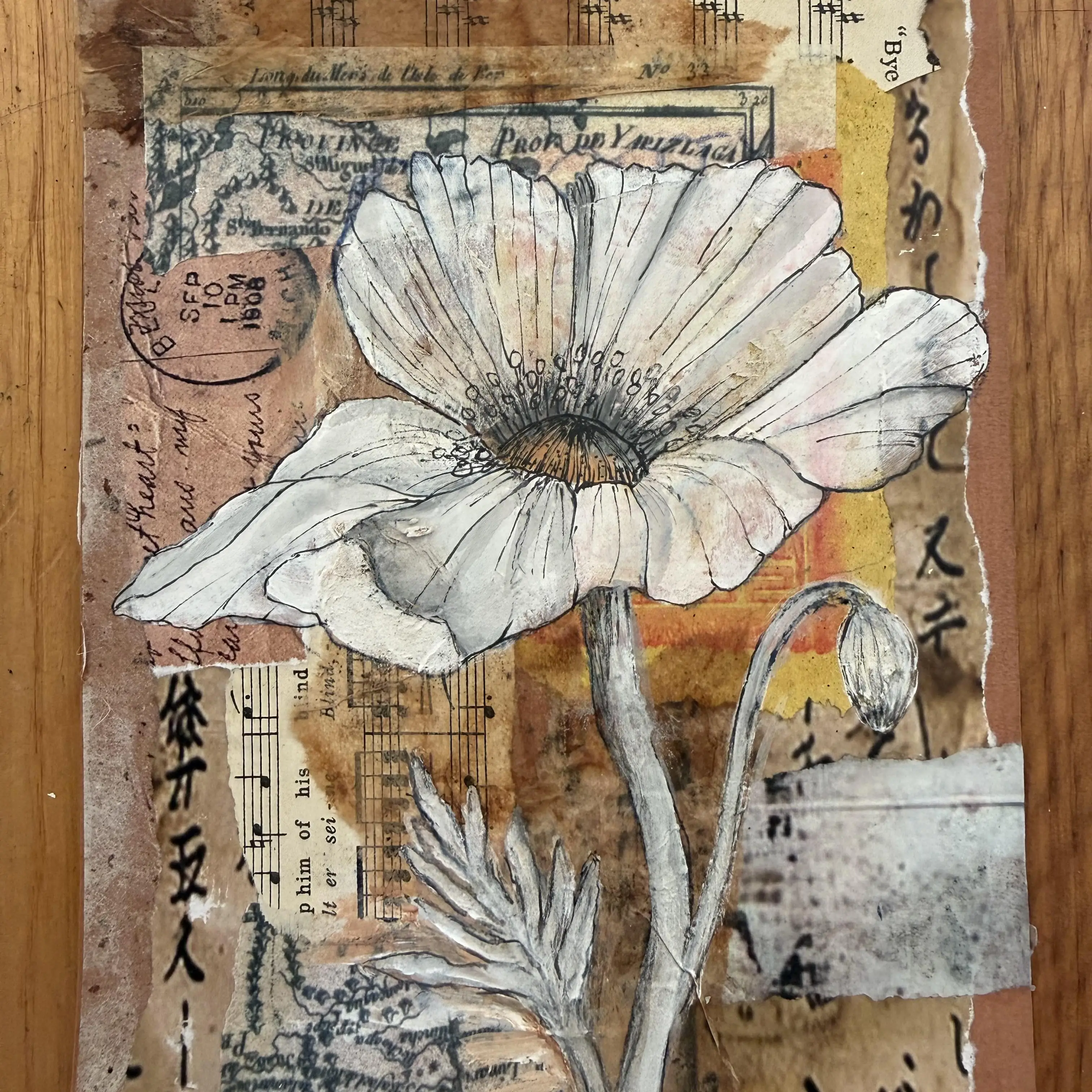 Mixed media mini flower KN