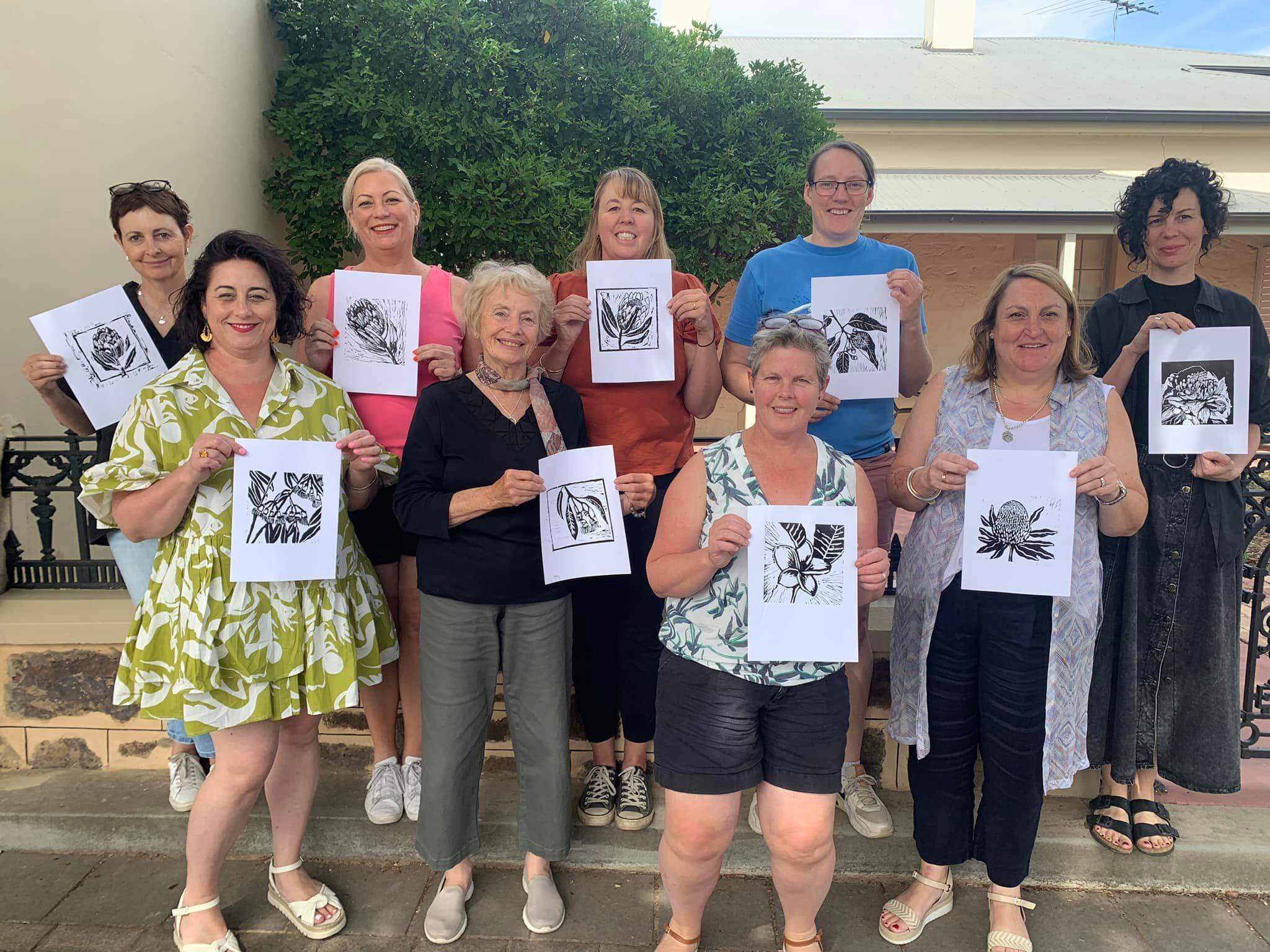 Linoprinting Workshop Group pic