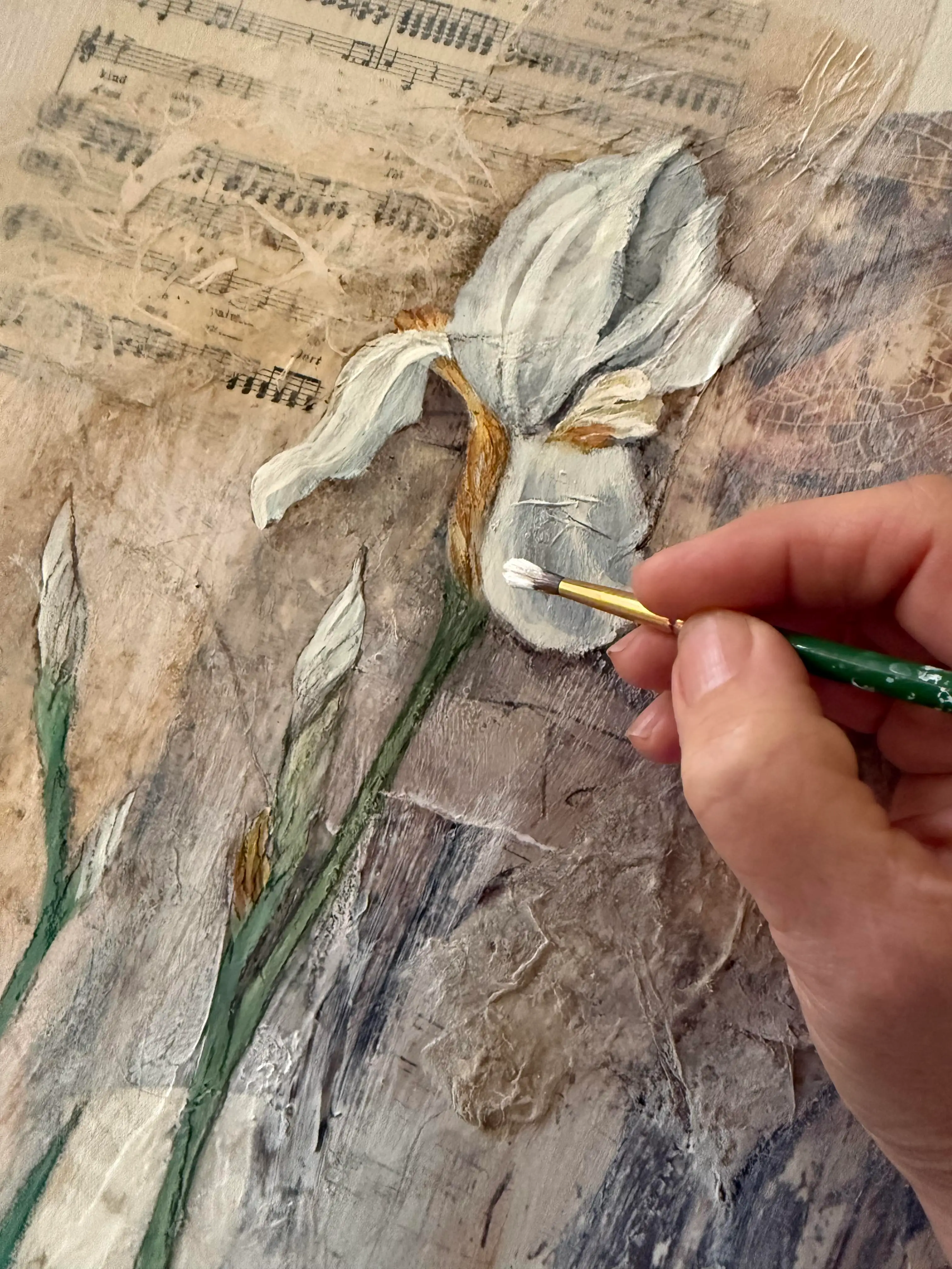 Mixed media iris close-up