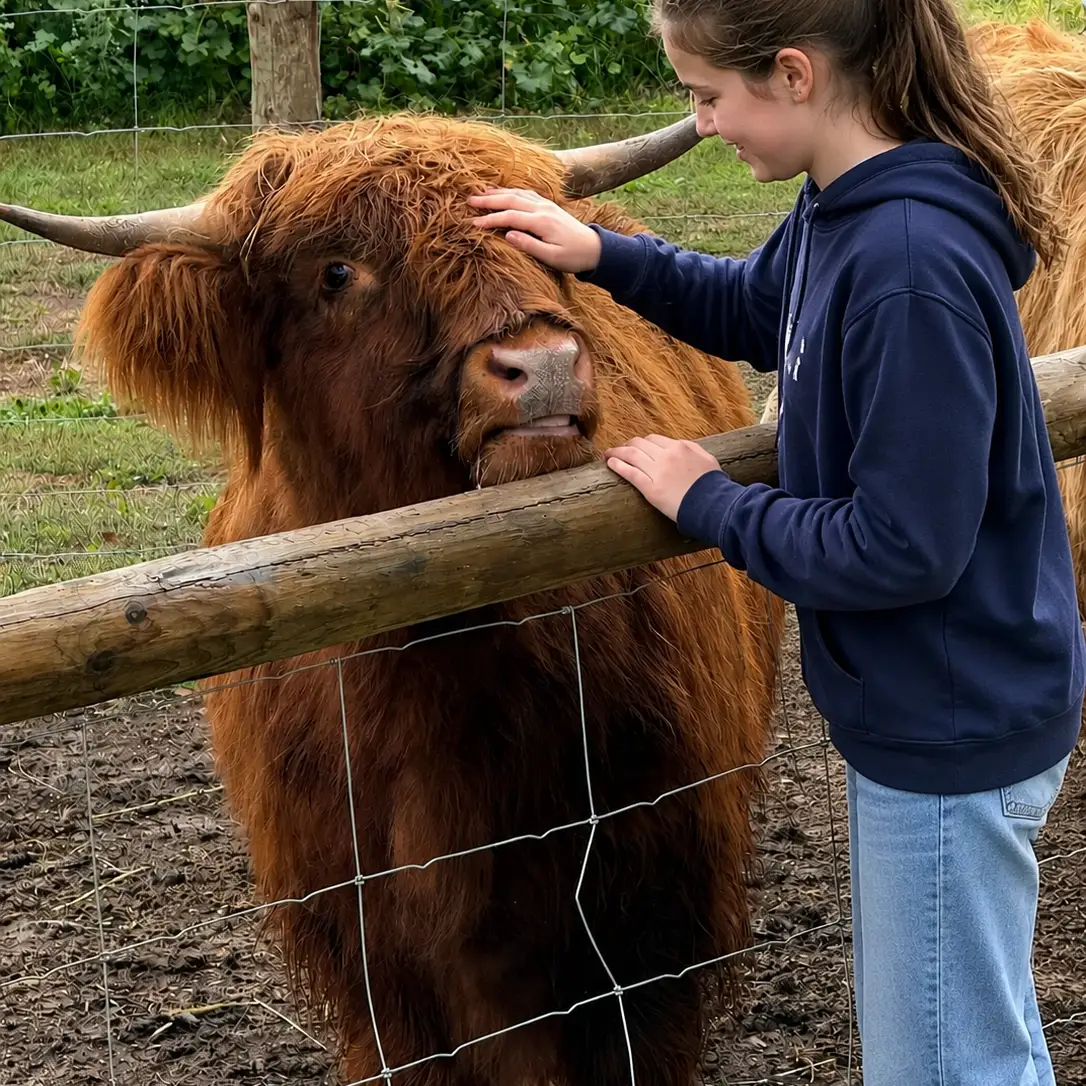 Highland Cow and teen