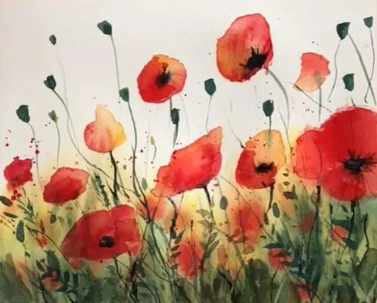 Watercolour Poppies 4